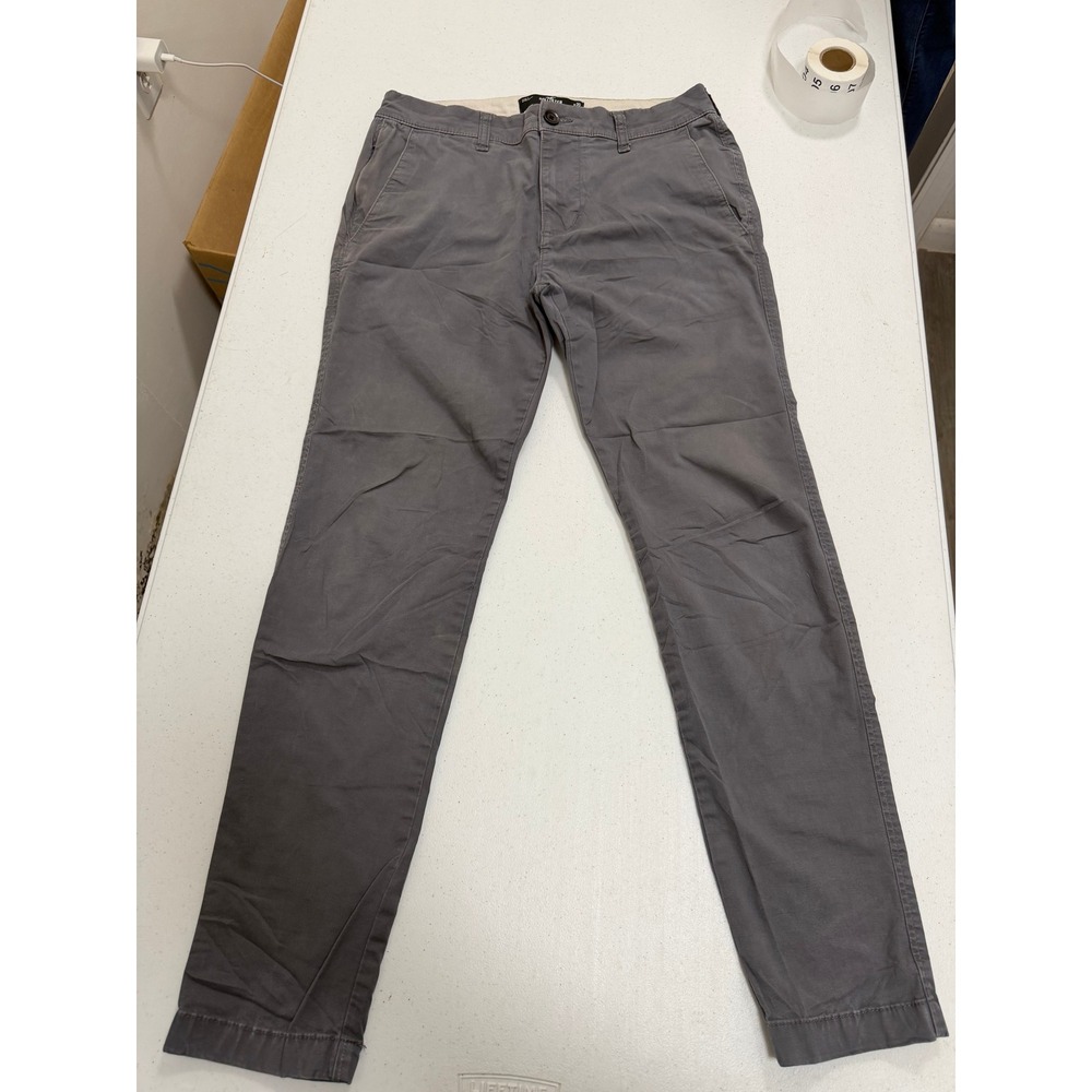 Hollister Mens Dark Gray Epic Flex Skinny Chino Pants W30 L32 Casual Trousers